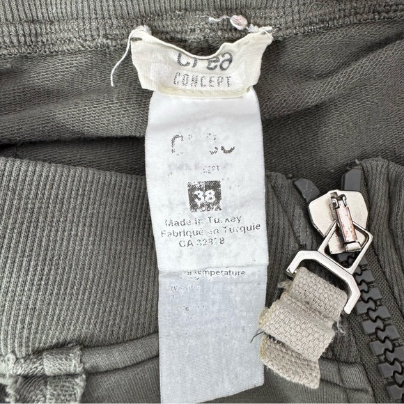 Crea concept pants joggers cargo distressed grey green zip up zipper unique luxe - Picture 10 of 10